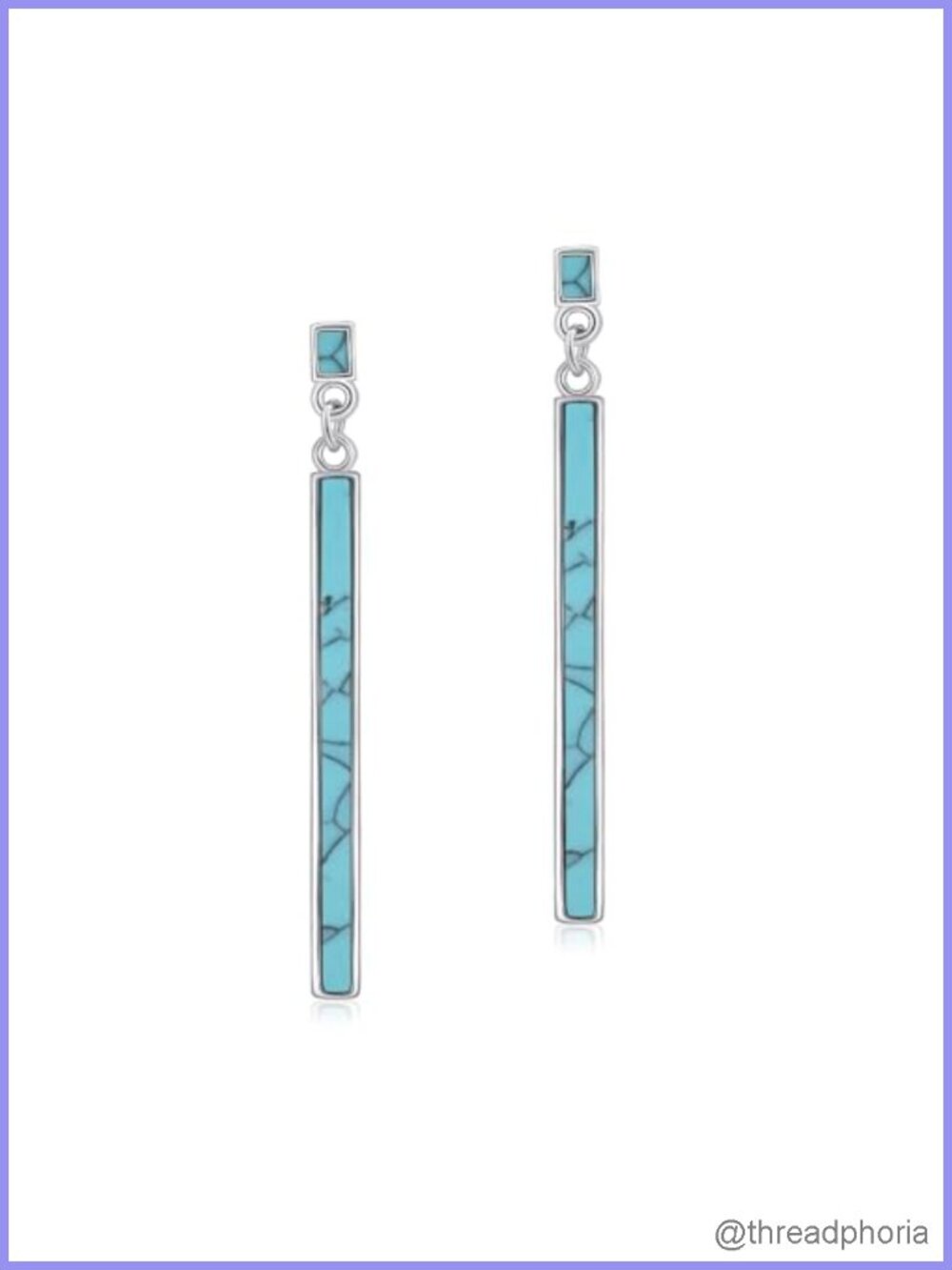 Boho Silver Turquoise Dangle Earrings Natural Stone 925 Sterling Silver